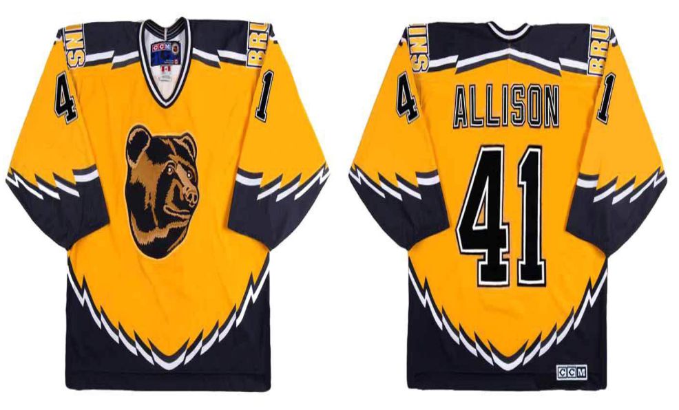 2019 Men Boston Bruins #41 Allison Yellow CCM NHL jerseys->boston bruins->NHL Jersey